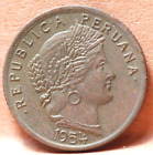 Peru, 1954-AFP, 10 Centavos, KM224.2, Uncirculated, toning, NR,  5-21