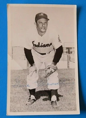 GENE WOODLING SIGNED 3.5x5.5 CLEVELAND INDIANS 1956 POSTCARD ~ 100% GUARANTEE - Image 1 of 3