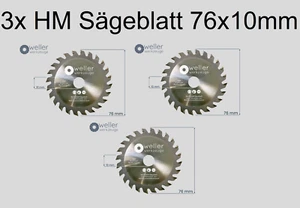 3 x Sägeblatt Ø 76x10mm für Holz-Kunststoff Kreis Kappsäge Tischsäge 12V 10,8 - Bild 1 von 3