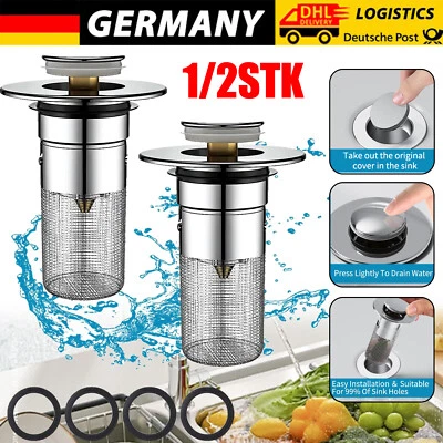 Edelstahl Pop-Up-Abfluss Filter Anti-Clog Waschbecken Sieb Badezimmer Zubehör - Bild 1 von 4