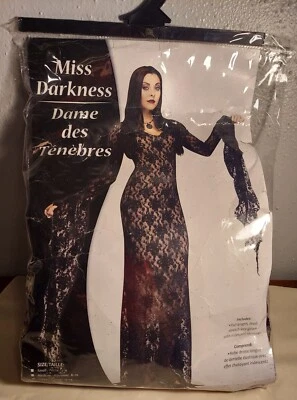 Miss Darkness Fun World Halloween Costume LARGE Lace Dress Elvira Morticia NICE - Image 1 of 4