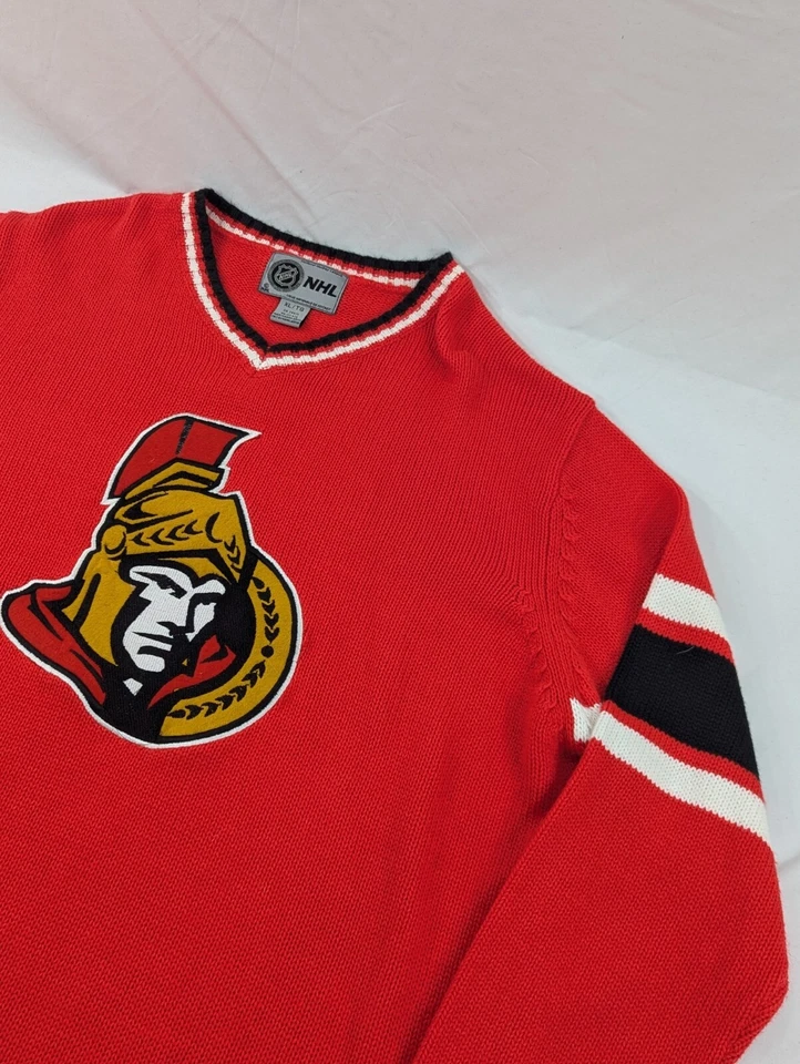 Vintage VNeck Red Ottawa Senators NHL  Pullover Sweater Christmas-XL Mens  - Image 1 of 4