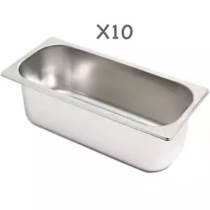More details for 10x ice cream napoli pan 5l stainless steel for gelato display scoop freezer