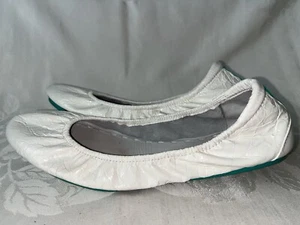 Tieks by Gavrieli White Croc Print Patent Leather Ballet Flat Shoes Size 10 - Picture 1 of 11