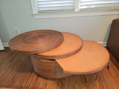 MCM Pencil Reed Coffee Table - Rattan- Extendable - Crespi - Retro Cover