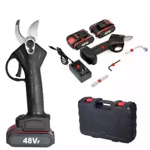 FORBICE A BATTERIA DA POTATURA+VALIGIA CESOIA 48V 3.0 AH TAGLIO 30 MM 2 BATTERIE - Foto 1 di 5