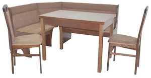 4 teilge Truheneckbankgruppe nussbaum / braun 125x165 cm Tischgruppe Essgruppe - Bild 1 von 6