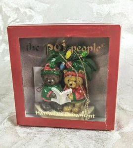 Christmas Hand Painted Resin Ornament 3 Cats  The Poi People Hawaii Vintage 1991 - Picture 1 of 2