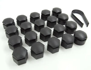 GENUINE AUDI Q7 2006-2015 19mm WHEEL NUT BOLT COVERS LOCKING CAPS MATT BLACK - Picture 1 of 7