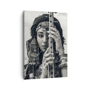 Wandbilder 50x70cm Leinwandbild Frau ethnisch Schmuck Groß Bilder Art Wanddeko - Bild 1 von 10