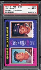 1975 OPC O-Pee-Chee 1962 MVPs Mickey Mantle Maury Wills PSA 8