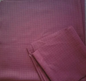 Vintage Burgundy Red Textured Plaid Knit Fabric 2 Remnant Pieces - Picture 1 of 5