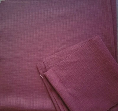 Vintage Burgundy Red Textured Plaid Knit Fabric 2 Remnant Pieces - Image 1 of 4