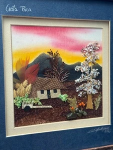 ALAJUELA COSTA RICA ORIGINAL COLLAGE PAINTING RAFAEL RODRIGUEZ LANDSCAPE FRAMED - Picture 1 of 10