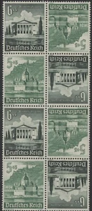 Germany 1940 Winter Relief - se tenant block of 8 (5+3pf, 6+4pf), mint MNH - Picture 1 of 1