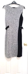 Phase Eight Jersey Knit STRETCHY Bodycon Dress UK14 USA 8 10 Medium Gray Black - Picture 1 of 17