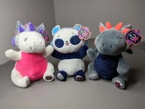 FAO Schwarz Set Of 3 Plushies Plush DJ Panda DJ Unicorn DJ Dragon NEW Clean - Picture 1 of 12