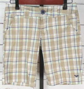 ROXY tan plaid shorts size small waist 28" - Picture 1 of 3