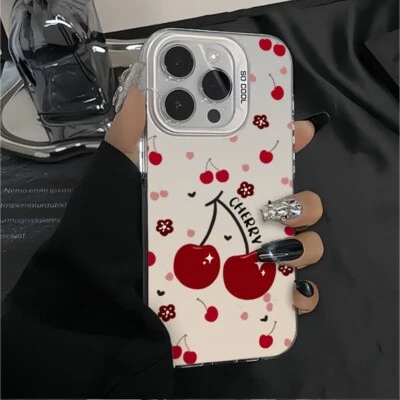 Case For iPhone 16 Pro Max 15 14 13 12 11 XR XS 7 8 Cherry Glitter Phone Cover - Image 1 of 4