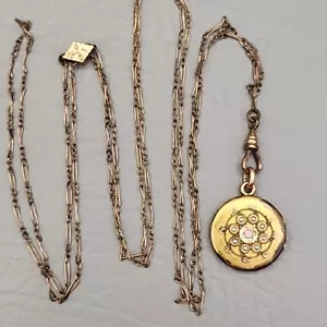 Antique Locket Watch Fob Chatelaine Slider 800 Silver Gold Filled Opal Seed Bead - Picture 1 of 19