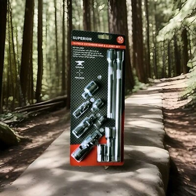 Barra de extensão Superior 10 peças e conjunto de junta em U cromado. unidade de 1/4", 3/8", 1/2" - Imagem 1 de 4
