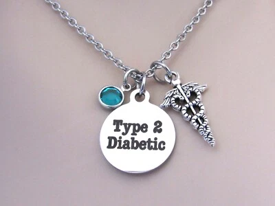 Collar Diabético Tipo 2, Alerta T2D, Joyería Diabetes, Collar Alerta Médica  Foto 1 de 4