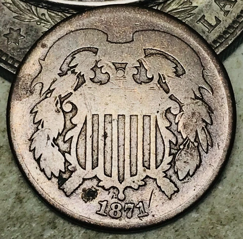 1871 Two Cent Piece 2C Ungraded Post-Civil War US Copper Coin CC17419 Cover