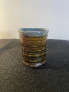 SIGNED Hand Thrown Studio Pottery Drip Glazed Tumbler - Picture 1 of 5