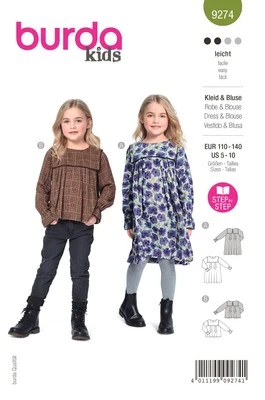 Burda Style Children's Dress & Blouse Sewing Pattern B9274 - Image 1 of 2