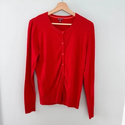 Merona Red Lightweight Button Front Sweater Women's Sz M - Image 1 of 4
