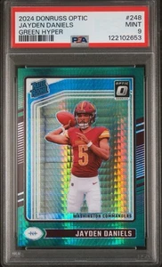 2024 PANINI DONRUSS OPTIC JAYDEN DANIELS GREEN HYPER *CHASER PACK* ROOKIE PSA 9 - Picture 1 of 1