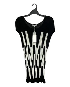 New MISSONI Black Knit Tee for Women, XL, Sheer Cap Sleeve, Long Line - Picture 1 of 5