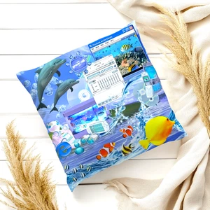 Frutiger Aero Msn Icon Kissen Zimmerdeko, Fenster ästhetische Cybercore Dekor - Bild 1 von 2