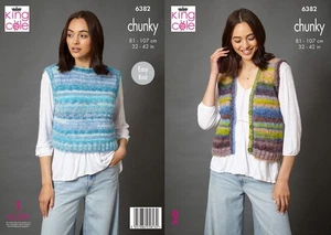 King Cole 6382 Knitting Pattern Womens Chunky Easy Knit Waistcoat & Tank Top - Picture 1 of 4