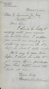 1905 GARDNER ALLEN: DOCTOR TURNED NAVAL HISTORIAN - ALS ABOUT HIS 1st NAVAL BOOK - Picture 1 of 1