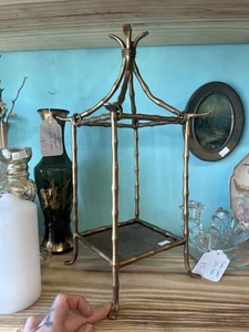 Vintage Faux Bamboo Gold Tone Gilt Pagoda Candle/Dispay Shelf - Picture 1 of 5