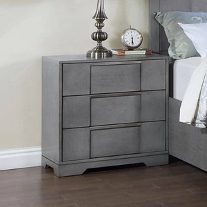 Invern Gray 3-Drawer Nightstand - Picture 1 of 6