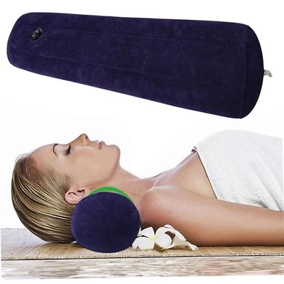 Almohada inflable de viaje para campamento soporte corporal almohada cojín ropa de cama muebles Foto 1 de 4