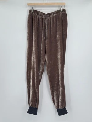 Pantalón Jogger Fabiana Filippi Marrón Terciopelo Tejido Puños Cordón Talla US XS Foto 1 de 4