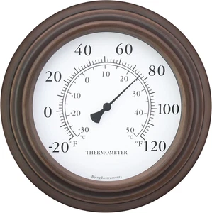 8" Decorative Indoor/Outdoor Patio Wall Thermometer (Bronze) - Picture 1 of 12