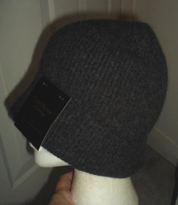 Nuevo con etiquetas Sombrero Gorro Tejido Acanalado 100% Cachemira GRIS 100% Habitación Club Talla Única Foto 1 de 4
