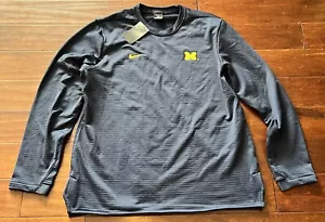 Nike Michigan Wolverines Blue Mens XL Thermal Padded Feel Block Logo Sweatshirt - Picture 1 of 13