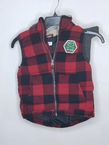 H&M Youth 6-8 Plaid Skate Till You Break Red/Black Full Zip Hooded/Logo Vest - Picture 1 of 4