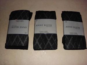 6 PAIRS Women's Tights Black  S/M  Solid & Diamond Pattern Anne Klein USA NWT - Picture 1 of 2