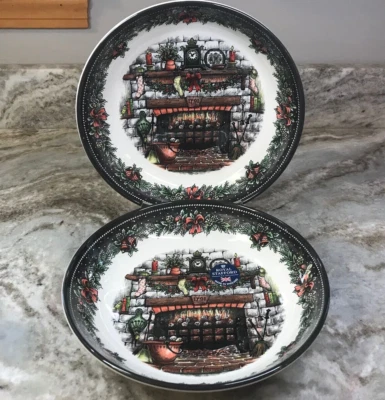 Juego de Chimenea de Navidad Cuencos de Pasta Grandes/2 Royal Stafford Hecho en Inglaterra Nuevo Foto 1 de 4