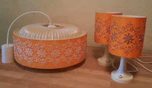 Set 2 x Wohnzimmerlampe mit 1 x Deckenlampe VTG 60 / 70er Jahre BITTE LESEN - Bild 1 von 14