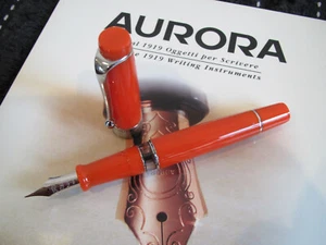 Aurora Optima Flex LE Orange Cr-trim piston filling fountain pen 14kt Fine MIB - Picture 1 of 10