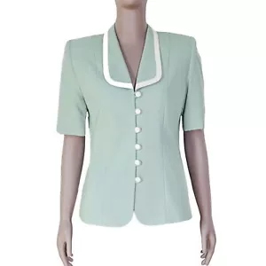 Blazer vintage anni 80 top lavoro ufficio manica corta blusa formale sera top piccolo - Foto 1 di 3
