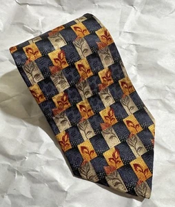 ERMENEGILDO ZEGNA Men's 100% Silk Necktie ITALY Luxury Geometric Brown 56"x3.75" - Picture 1 of 7