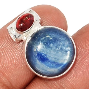 Natural Kyanite - Brazil & Garnet 925 Sterling Silver Pendant Jewelry CP62273 - Picture 1 of 1